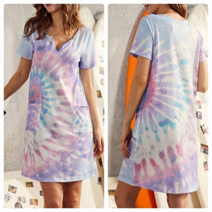 𝅺new Purple Tie-dye T-shirt Dress US S